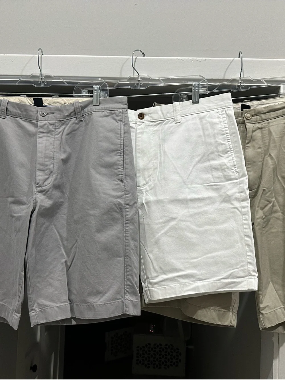 Men's Classic Cotton Shorts - White, Tan and Light Gray